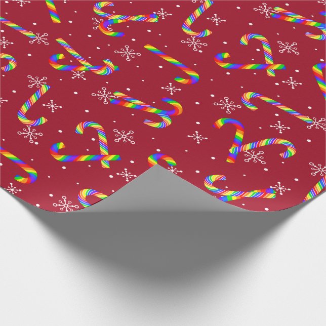 Rainbow Candy Canes Christmas Wrapping Paper (Corner)