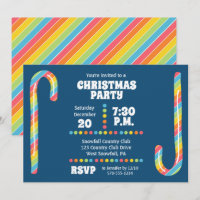 Rainbow Candy Canes Navy Blue Christmas Party