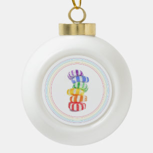 RAINBOW CANDY Ceramic Ball Ornament