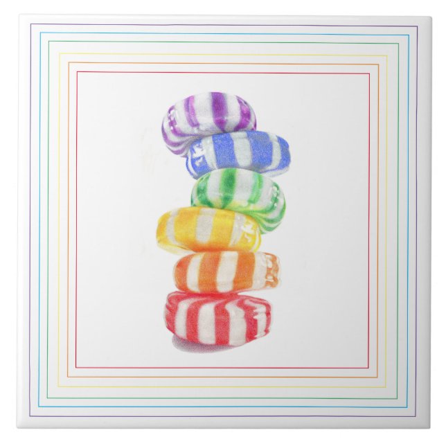 RAINBOW CANDY Ceramic Tile (Front)