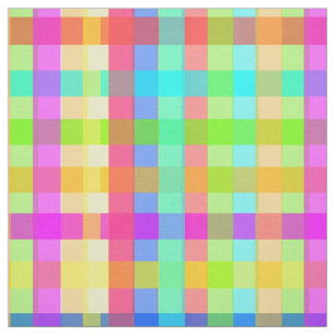 Rainbow Candy Colourful Gingham Fabric