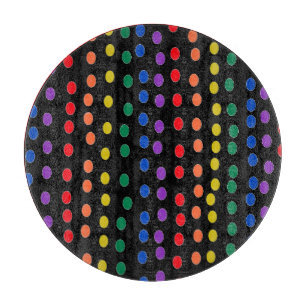 Rainbow Candy Dots on Black Cutting Board