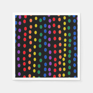 Rainbow Candy Dots on Black Napkin