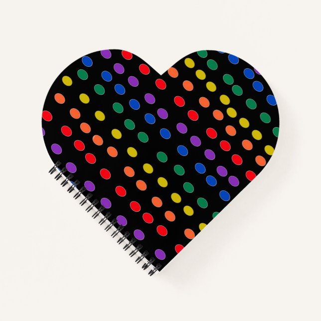 Rainbow Candy Dots on Black  Notebook (Front)