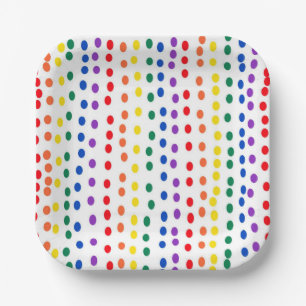 Rainbow Candy Dots on White Paper Plate
