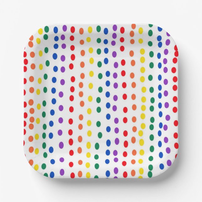 Rainbow Candy Dots on White Paper Plate (Front)