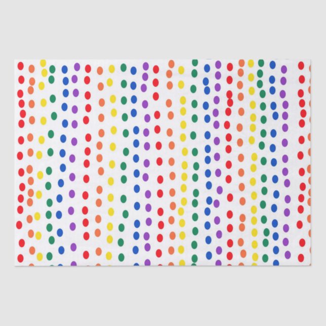 Rainbow Candy Dots on White  Tissue Paper (Front)