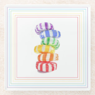 RAINBOW CANDY Glass Drink Coaster