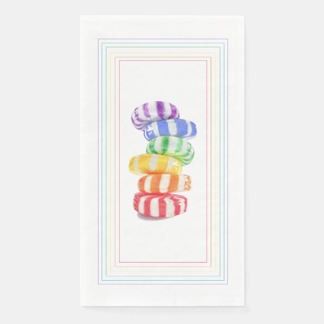 RAINBOW CANDY Guest Towel Paper Napkins (Front)
