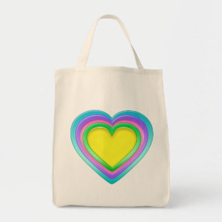 Rainbow Candy Heart Organic Grocery Tote Bag