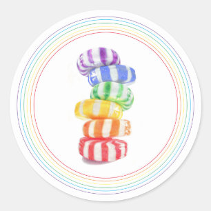 RAINBOW CANDY Large Round Stickers