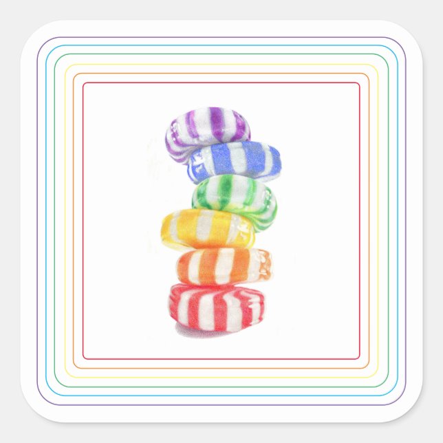 RAINBOW CANDY Large Square Stickers (Front)