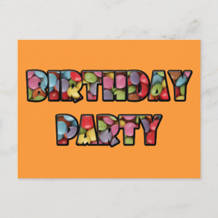 rainbow candy party postcard