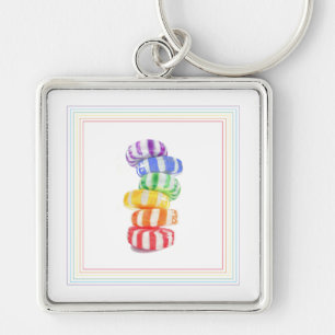 RAINBOW CANDY Premium Square Keychain