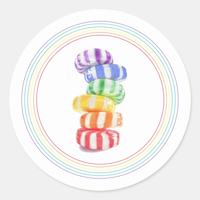 RAINBOW CANDY Small Round Stickers (Front)