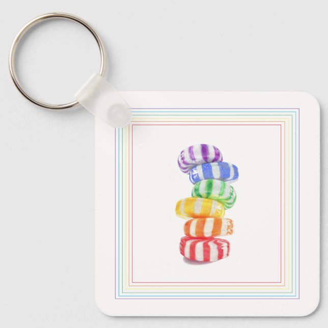 RAINBOW CANDY Square Aluminium Keychain (Front)