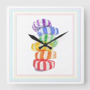 RAINBOW CANDY Square Wall Clock