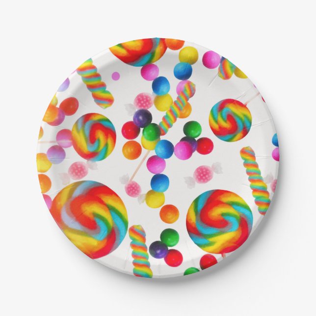 Rainbow Candy Sweet Birthday Party Candyland Paper Plate (Front)