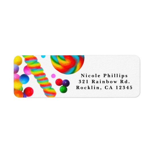 Rainbow Candy Sweet Birthday Party Invitation Return Address Label