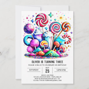 Rainbow Candyland Printable Birthday Invitation