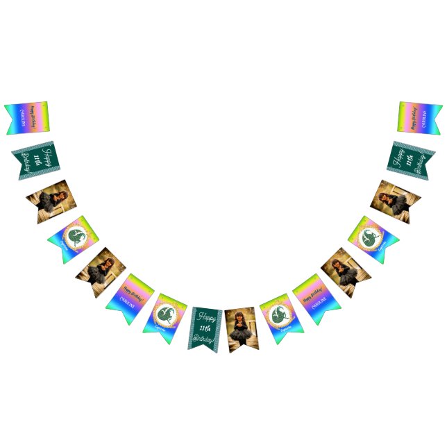 Rainbow Capricorn Glitter Birthday Party Bunting (All)
