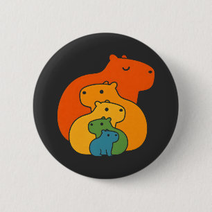 Rainbow capybaras  6 cm round badge