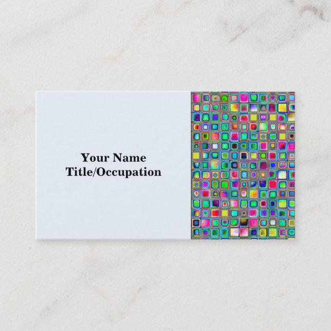 Rainbow 'Carnival' Textured Mosaic Tiles Pattern Business Card (Front)