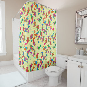Rainbow Carp Dancing in the Rain Sunshine Yellow Shower Curtain