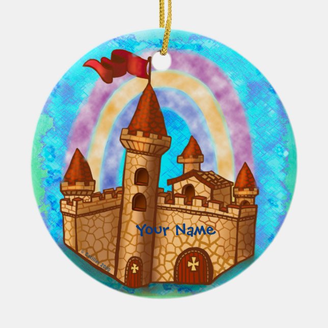 Rainbow Castle  Ceramic Ornament (Front)