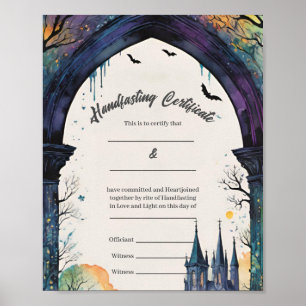 Rainbow Castle Garden Path Handfasting Certificate Poster