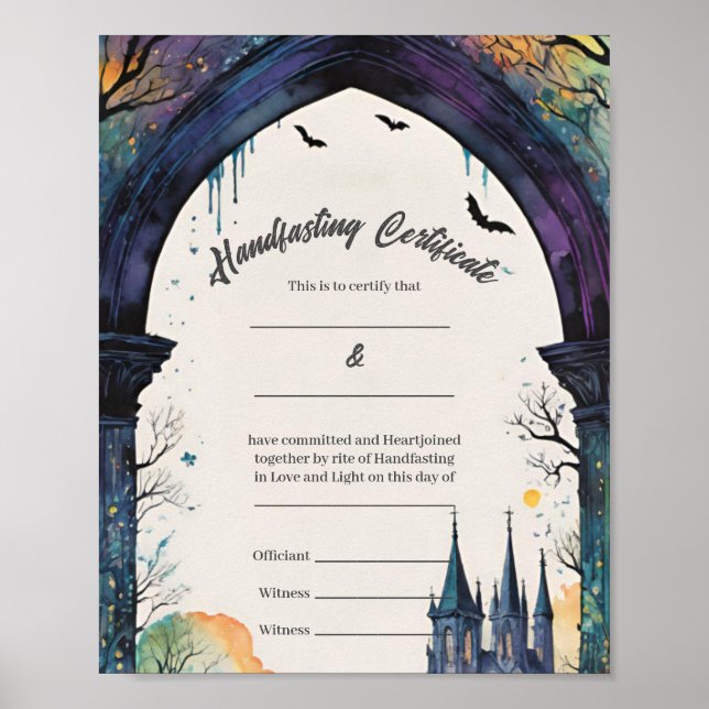Rainbow Castle Garden Path Handfasting Certificate Poster (Front)