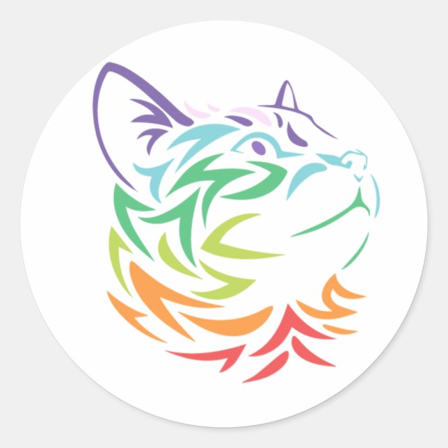 Rainbow Cat Art Classic Round Sticker (Front)