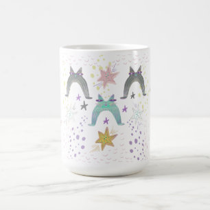 rainbow cat art coffee mug