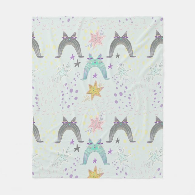 rainbow cat art  fleece blanket (Front)