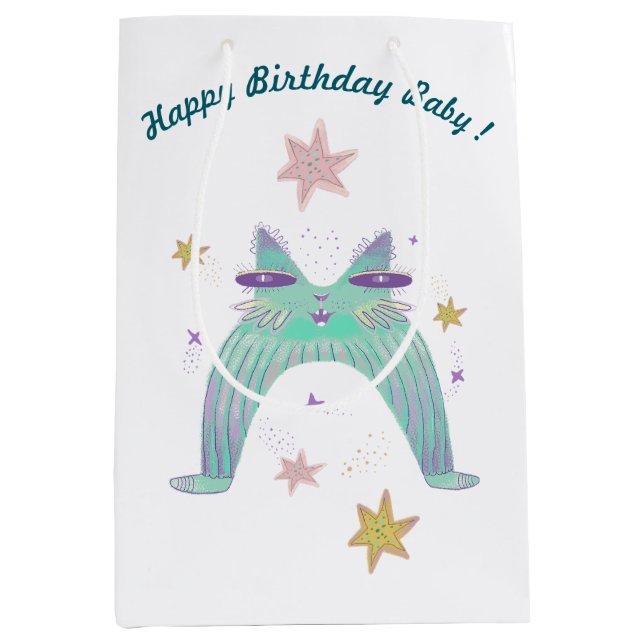 rainbow cat art medium gift bag (Front)