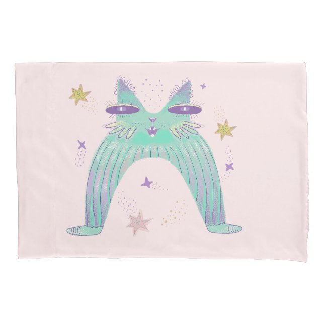 rainbow cat art  pillowcase (Front)