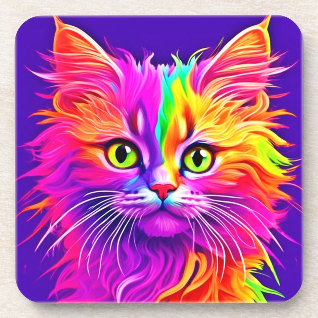 Rainbow Cat Artwork Coaster (Front)