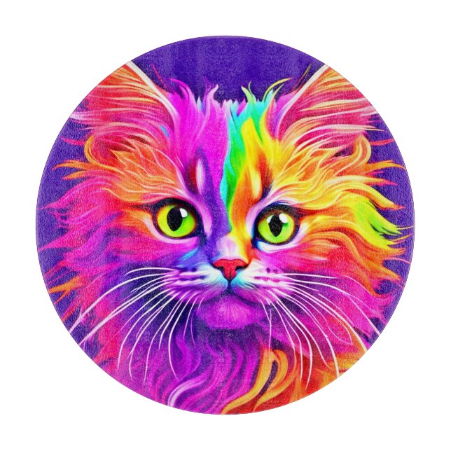 Rainbow Cat Artwork Cutting Board (Front)