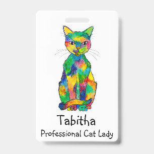 Rainbow Cat Badge ID Badge