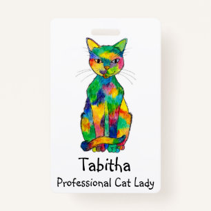 Rainbow Cat Badge ID Badge
