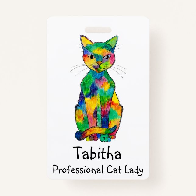 Rainbow Cat Badge ID Badge (Front)