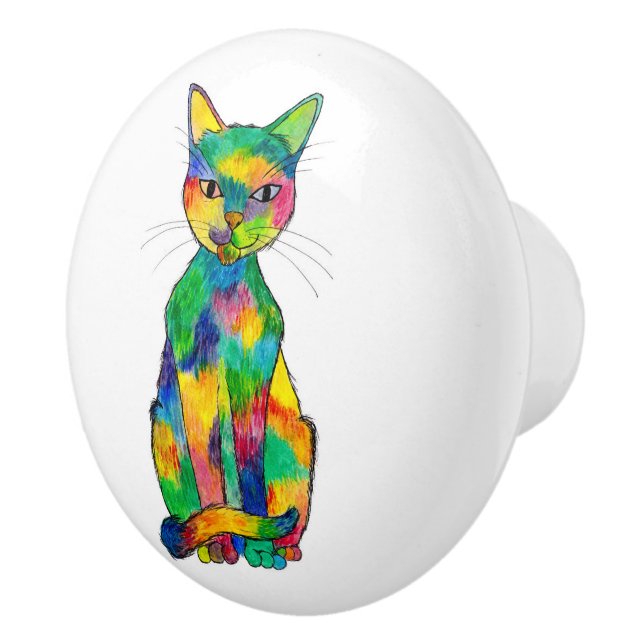 Rainbow Cat Ceramic Knob (Right)