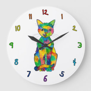 Rainbow Cat Clock