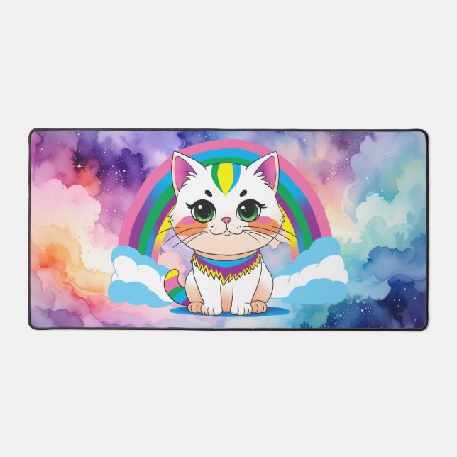 Rainbow Cat Desk Mat (Front)