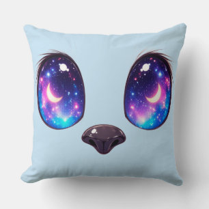 Rainbow Cat Eyes Kawaii Cat Face Illustration Cushion