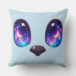 Rainbow Cat Eyes Kawaii Cat Face Illustration Cushion