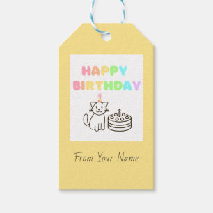 Rainbow Cat & Happy Birthday Gift Tags 