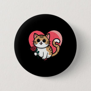 Rainbow Cat Hugging Heart Cute Valentine Graphic D 6 Cm Round Badge