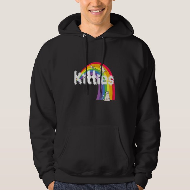 Rainbow Cat Kitties Cats Kitty Heart Love Hoodie (Front)