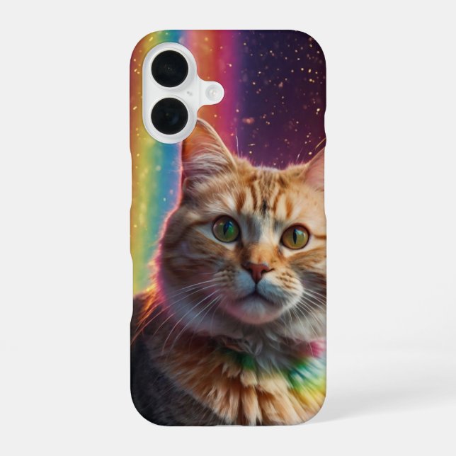 Rainbow Cat Magic iPhone 16 Case (Back)